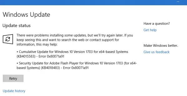 Windows 11 0x80071a91 